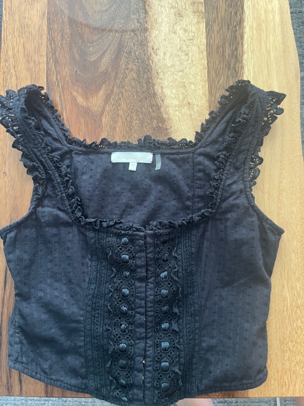 LOVESHACKFANCY Georgie Embroidered Eyelet Bustier Top Sz 2 - Picture 8 of 9